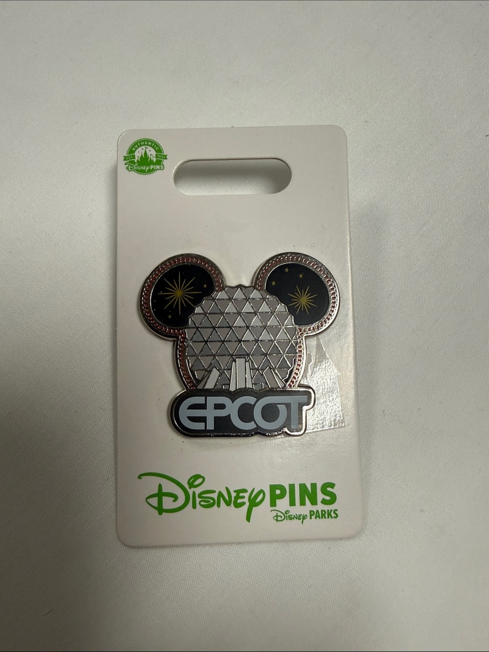 Walt Disney World  EPCOT Mickey Ear Enamel Pin - Silver, Black & Navy